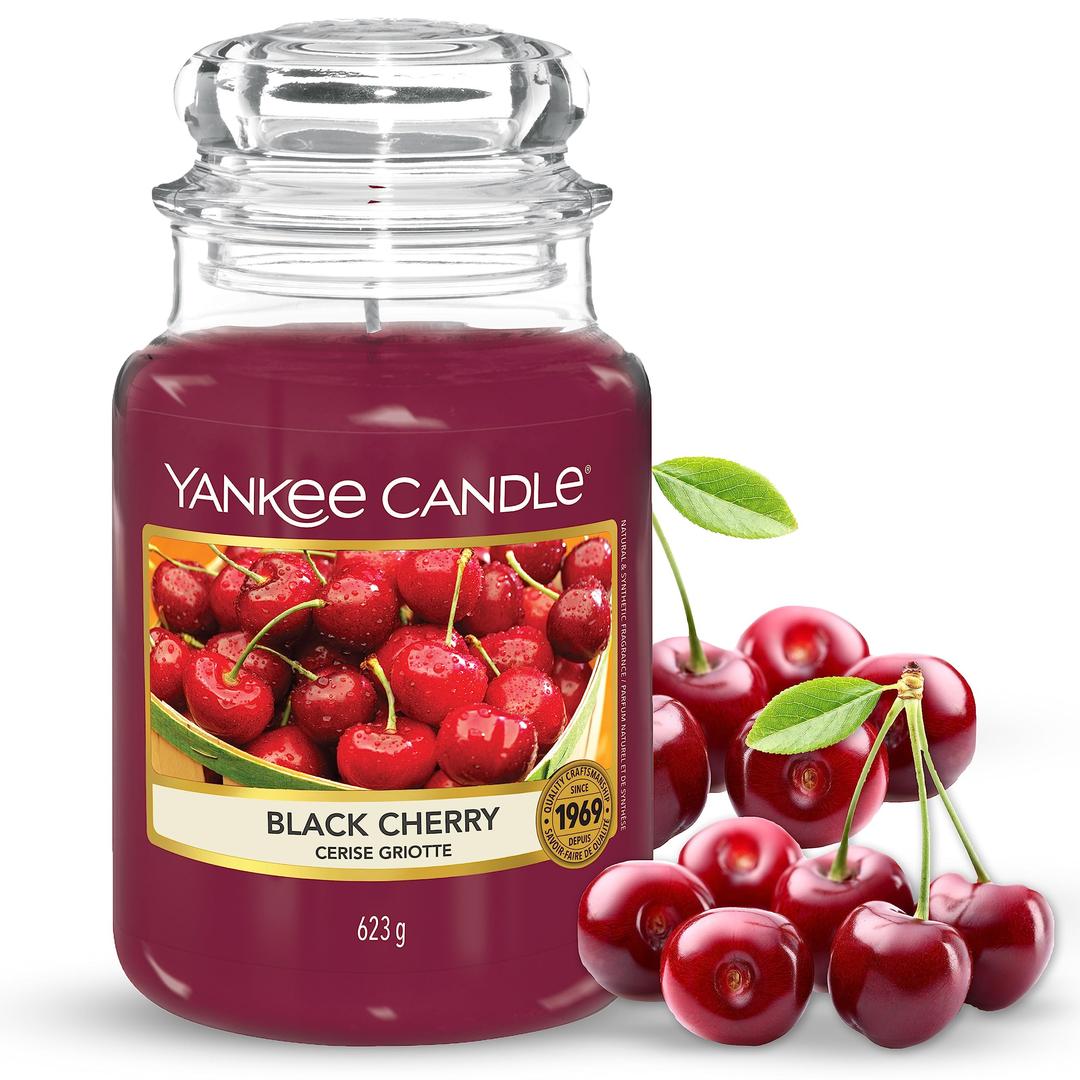 Yankee CandleScented Candle | Black Cherry Large Jar Candle | Long Burning Candles: up to 150 Hours | Perfect Gifts for Women