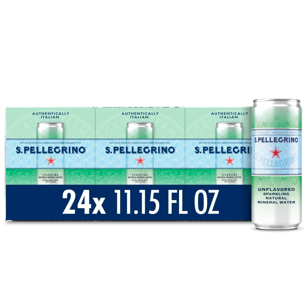 S.Pellegrino Sparkling Natural Mineral Water, Unflavored, 11.15 Fl. Oz (Pack of 24)