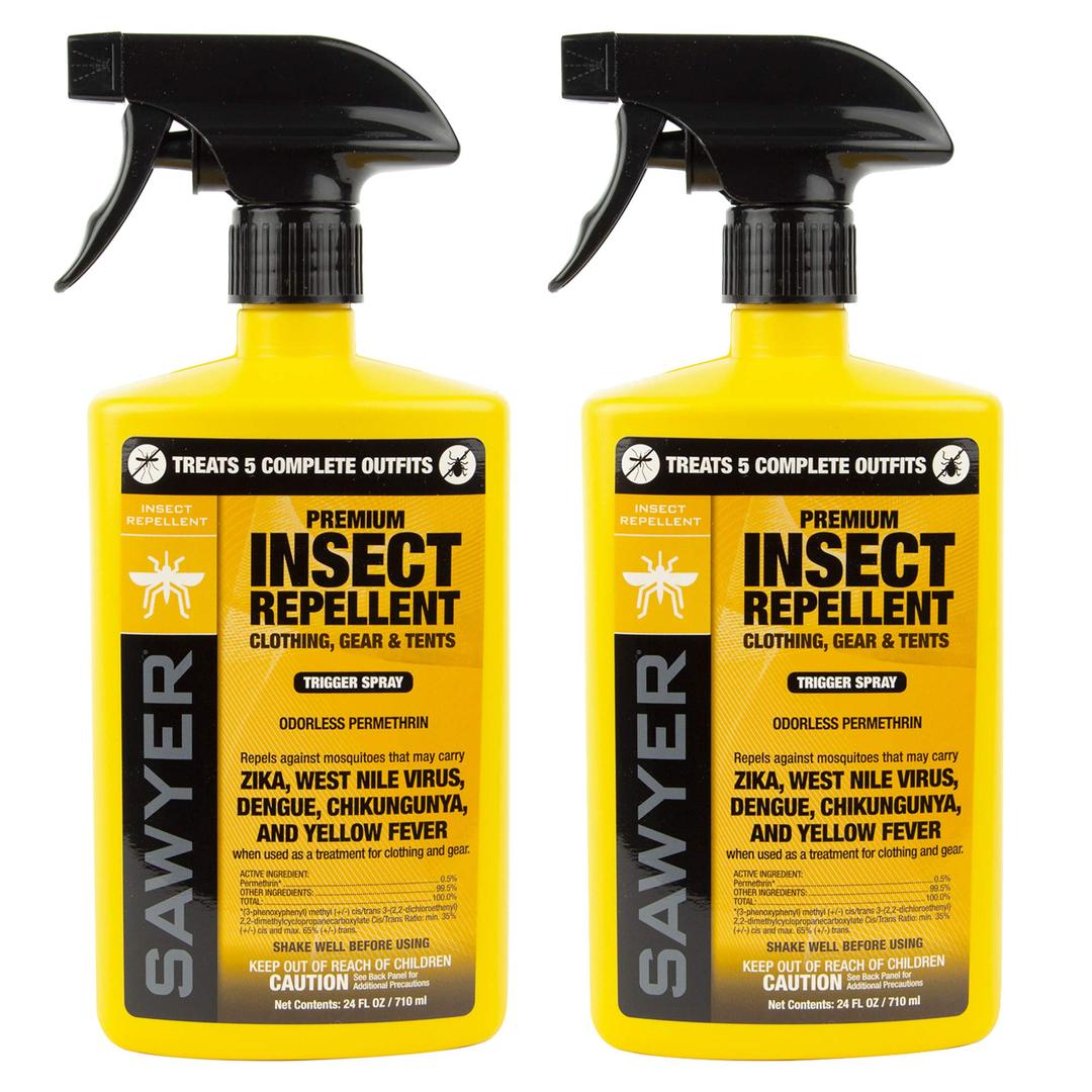 Sawyer Products SP6572 Twin Pack Premium Permethrin Clothing Insect Repellent Trigger Spray, 24 oz,Yellow