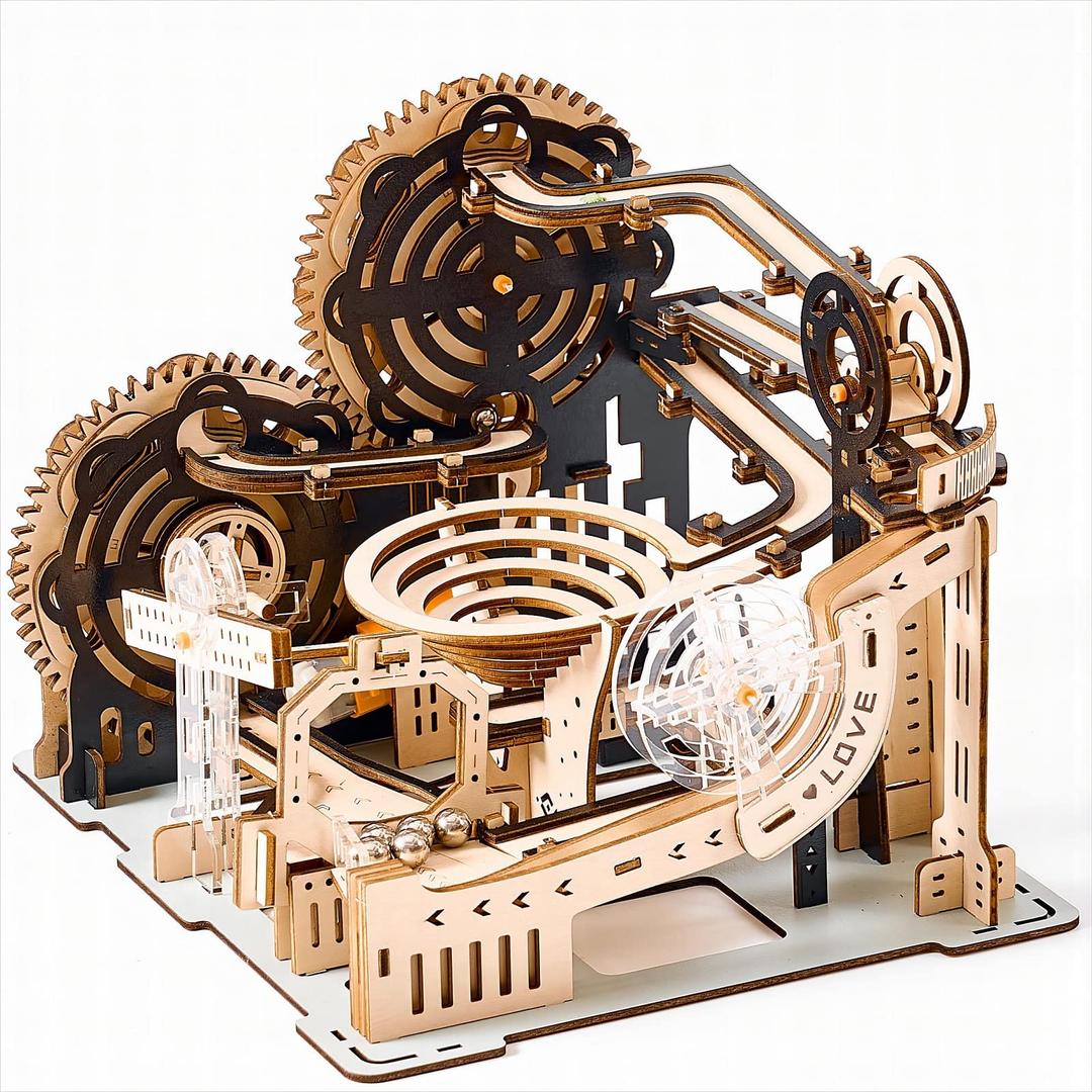 3D Wooden Puzzles Marble Run Set - Mechanical Model Kits with motor, Brainteaser and Puzzle for Christmas/Birthday,Gifts for Adults and Teens to Build Combination