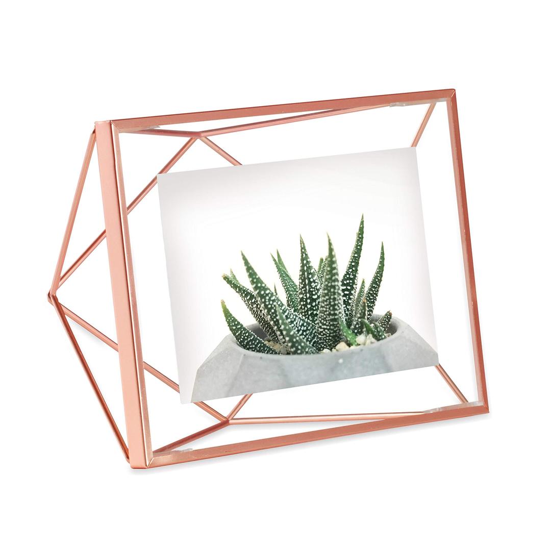 UMBRA Prisma 4x6 Picture Frame for Desktop or Wall, Holds One 4”x6” Photo, 8"L x 6"W, Copper