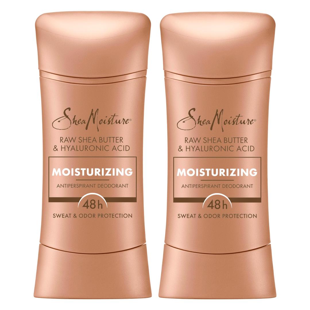 SheaMoistureAntiperspirant Deodorant Stick Moisturizing Raw Shea Butter & Hyaluronic Acid 2 Count for 48HR Sweat & Odor Protection with No Parabens & No Mineral Oil 2.6 oz