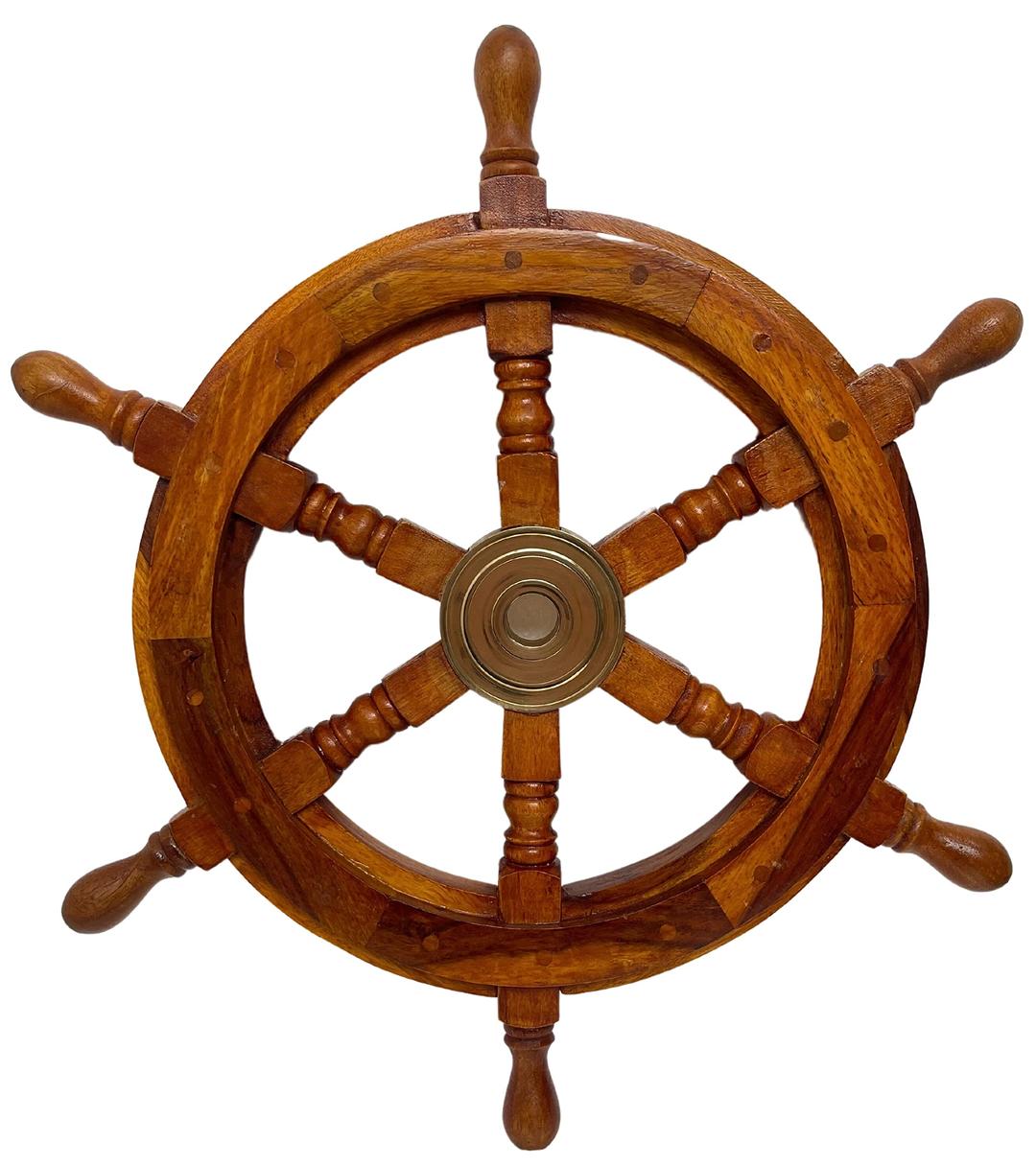 Ectoria 18" Ship Wheel Wooden: Pirate Boat Nautical Fishing