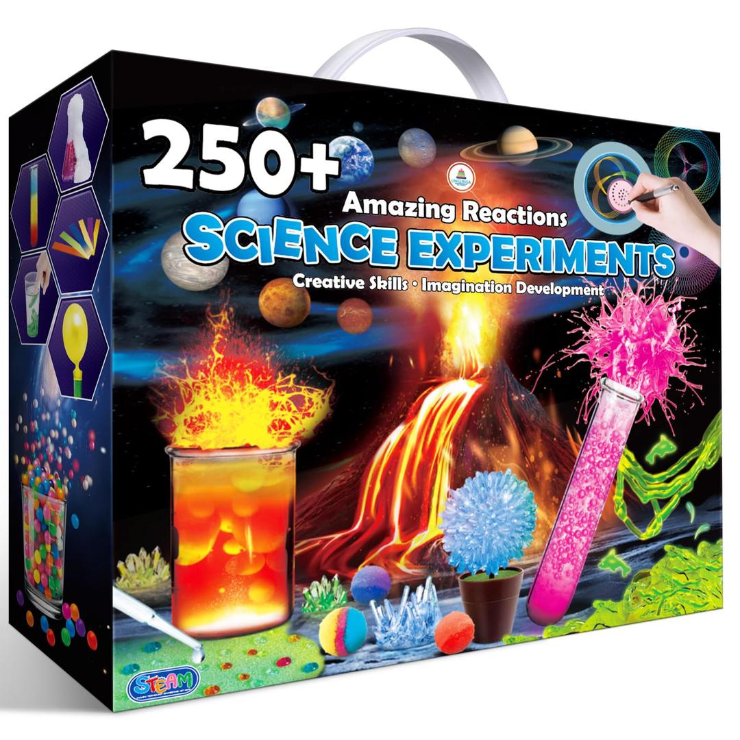 UNGLINGA 250+ Science Experiments Kits for Kids, Boys Girls Toys Birthday Gifts Ideas, Chemistry Set, STEM Activities Educational Project, Volcano, Solar System Planet and More Scientist Kit