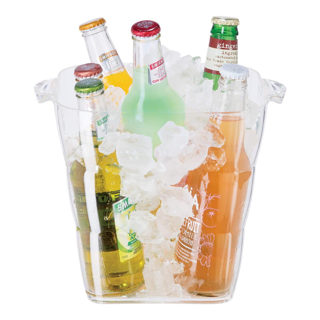 OGGI Acrylic Square Ice Bucket - Clear Beverage Cooler w/Handles, Wine Cooler, Beer Chiller, Ideal Drink Buckets for Parties, Use Ice Tub for Indoor or Outdoor Bars, 8˝ x 8˝