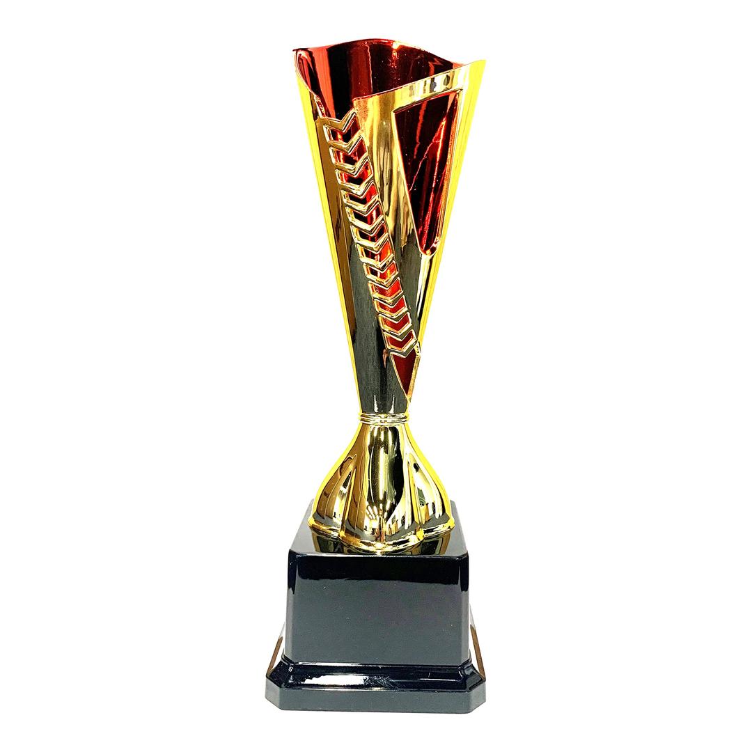 Express Medals Trophy Cup - Gold with Red Arrow Detail Trophy for Sport Tournaments, Competitions, Recognition or Award, 9.25 Inches Tall x 3 Inches Wide