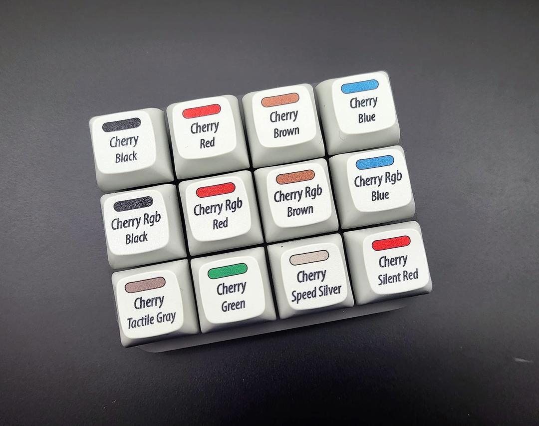 Max keyboard Cherry MX Switch Tester Switch Sampler Mechanical Keyboards 12-Key Switch Testing Tool (Printed PBT Keycaps with Cherry MX keyswtich Color Included)