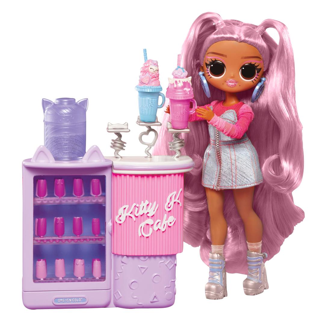 LOL Surprise OMG Sweet Nails – Kitty K Café with 15 Surprises, Including Real Nail Polish, Press On Nails, Sticker Sheets, Glitter, 1 Fashion Doll, and More! – Great Gift for Kids Ages 4+