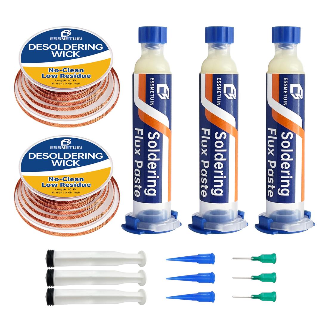 Solder Wick and Soldering flux for Electronics Repair, No Clean Flux, Solder Removal Kit