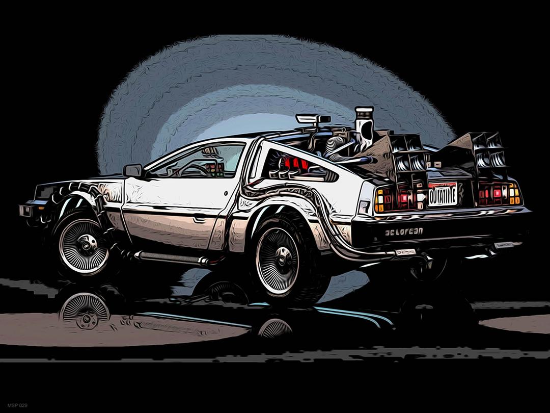 Delorian Back to the Future Poster Art Print 30x40cm