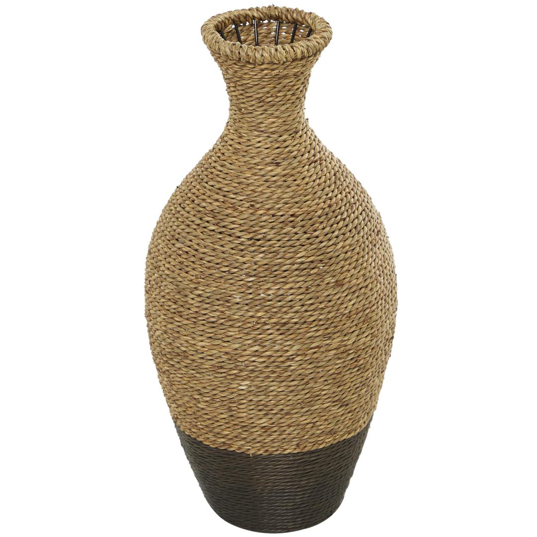 Deco 79 Seagrass Handmade Decorative Vase Tall Woven Floor Centerpiece Vase, Vase for Home Decoration 10" x 10" x 21", Brown