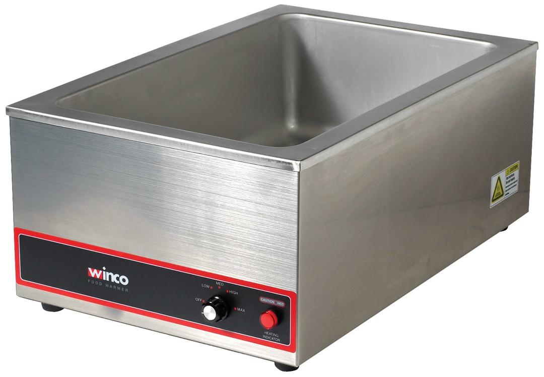 Winco FW-S500 Commercial Portable Steam Table Food Warmer 120V 1200W,Stainless Steel,Large