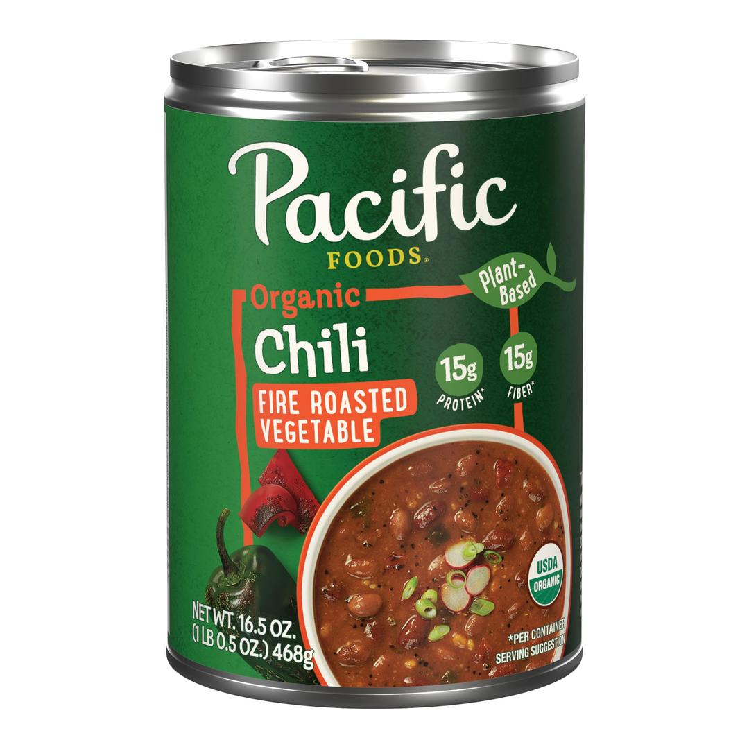 Pacific FoodsOrganic Fire Roasted Vegetable Chili, Plant Based, 16.5 oz Can(Pack of 1)