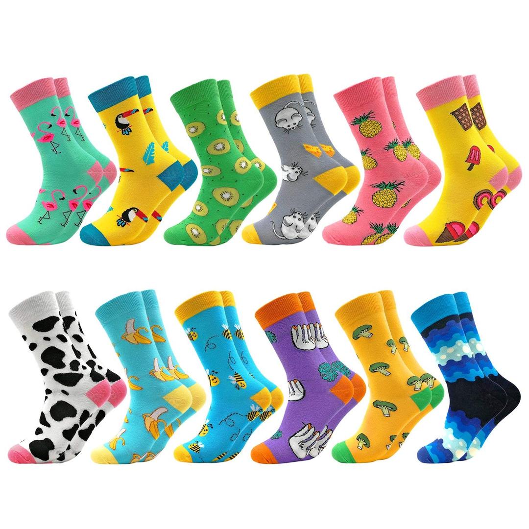 cool future socksFun Colorful Socks Patterned Funky Happy Crew Sock Combed Cotton Stockings Packs