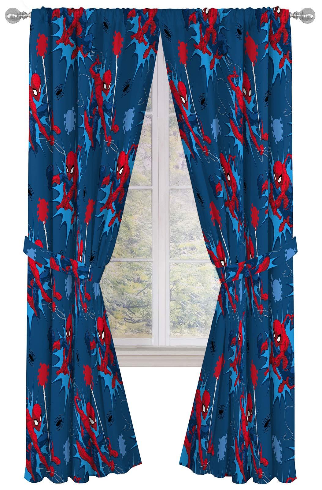 Jay Franco Marvel Spiderman Spidey Daze 84" Inch Drapes - Beautiful Room Décor & Easy Set Up, Bedding - Curtains Include 2 Tiebacks, 4 Piece Set (Official Marvel Product)