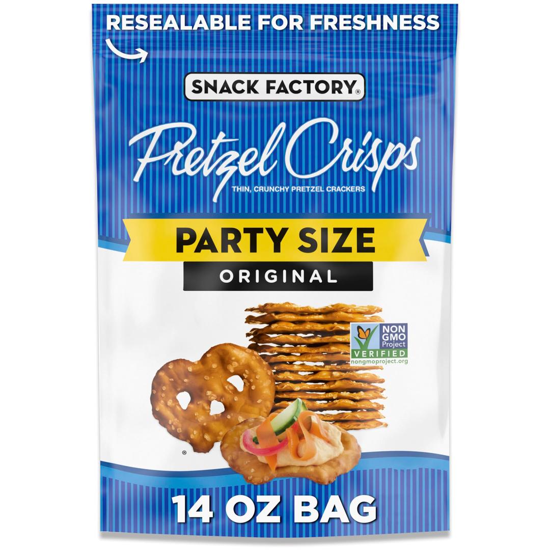 Snack FactoryOriginal Pretzel Crisps, Non-GMO, 14 oz Party Size Bag