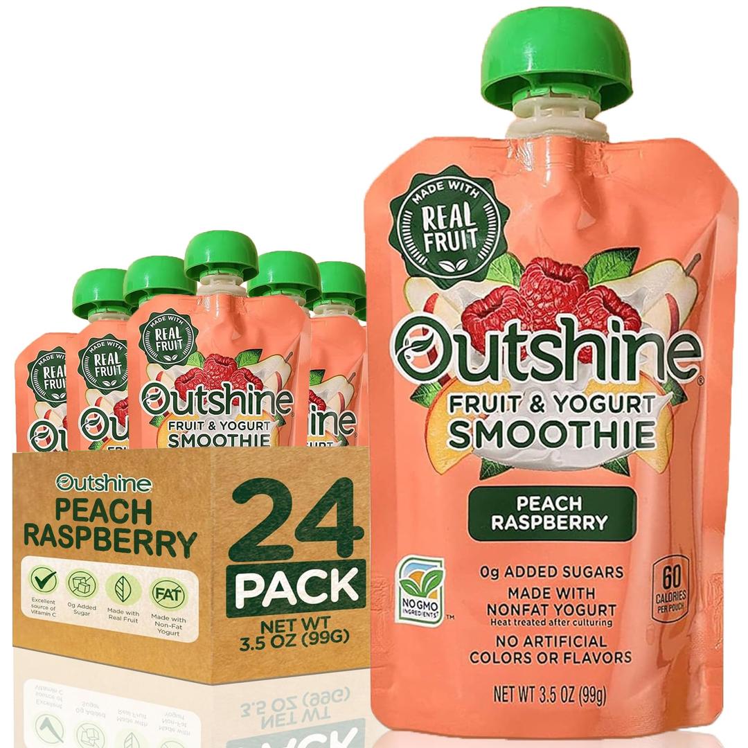 Outshine Fruit & Yogurt Smoothie Peach Raspberry, 24-Pack of 3.5oz Fruit & Yogurt Pouches