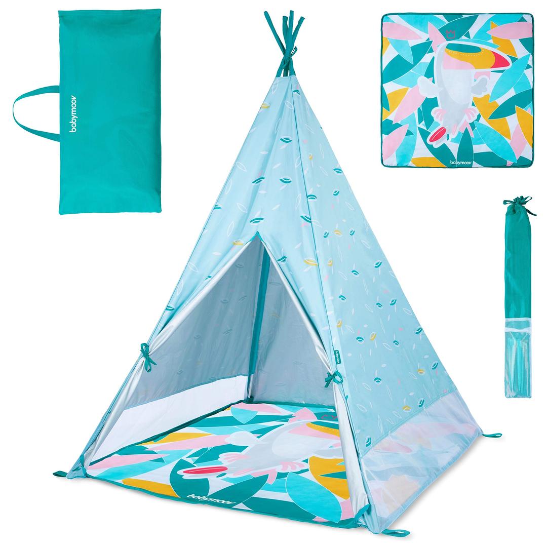 BabymoovIndoor & Outdoor Tipi | Teepee Tent for Kids with Play Mat, Carrying Bag & Pegs Included