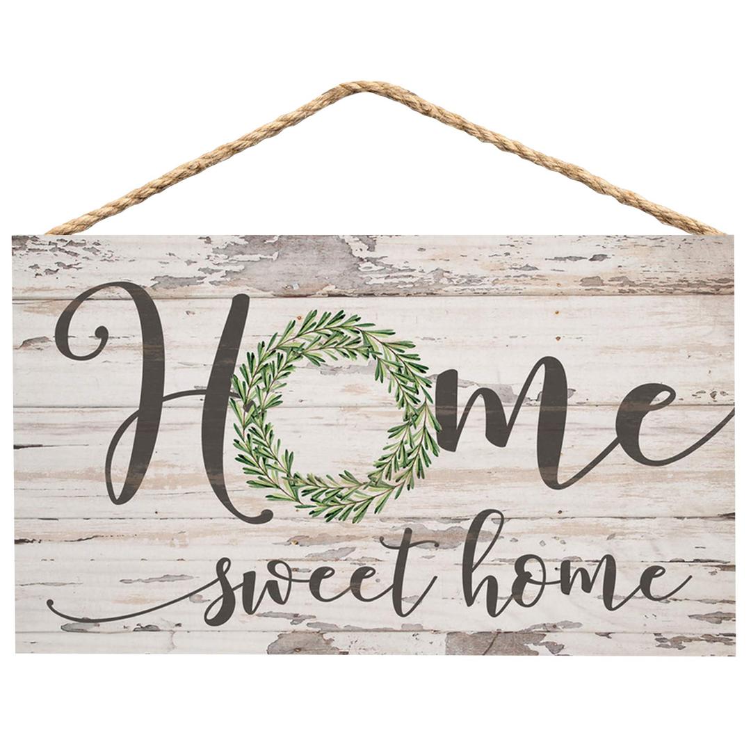 Home Sweet Home Whitewash 6 x 3.5 Wood Mini Wall Hanging Plaque Sign