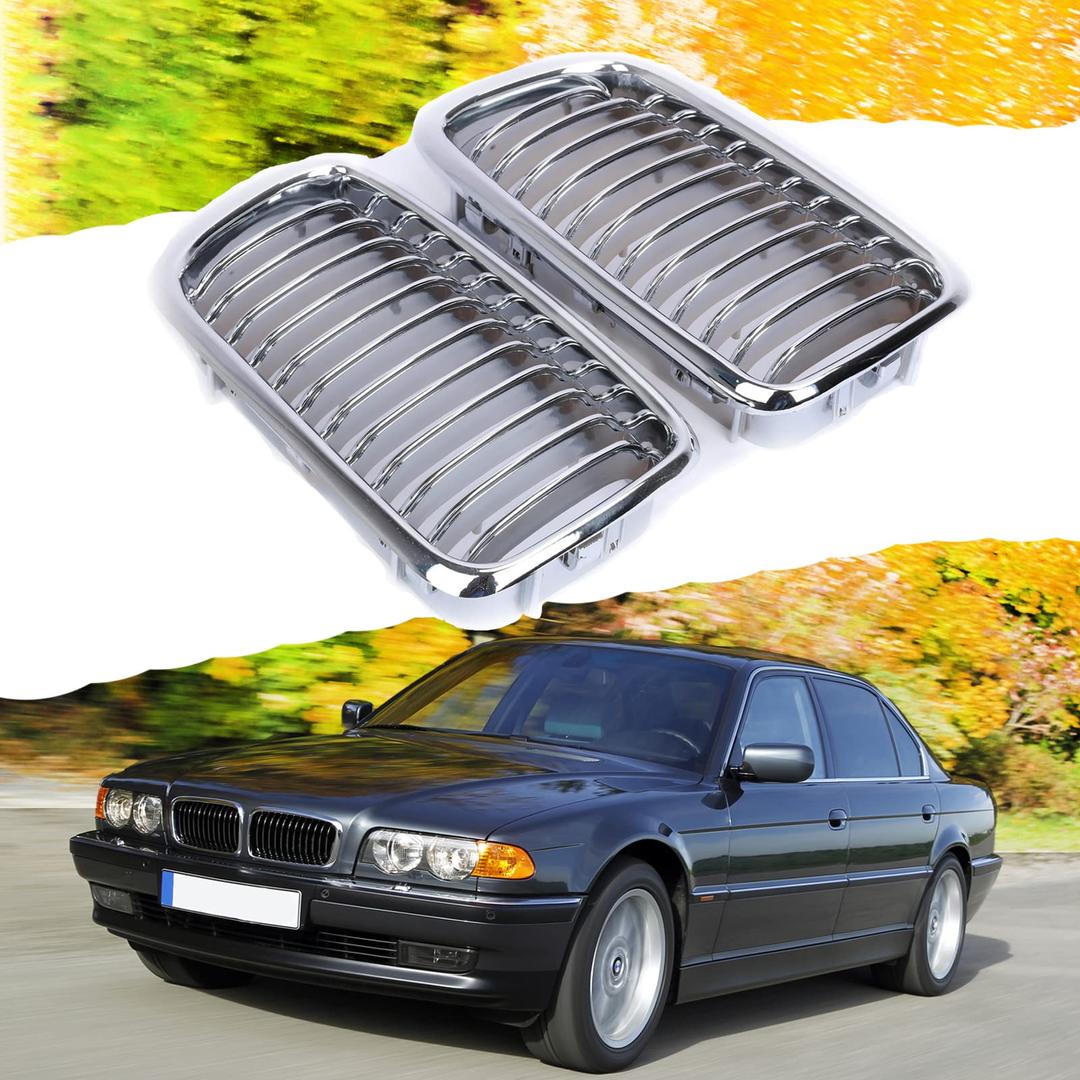 PENSUN Front Kidney Grille Grill For 1998-2001 BMW E38 7 Series Sedan 4D 740i 740iL 750iL Chrome