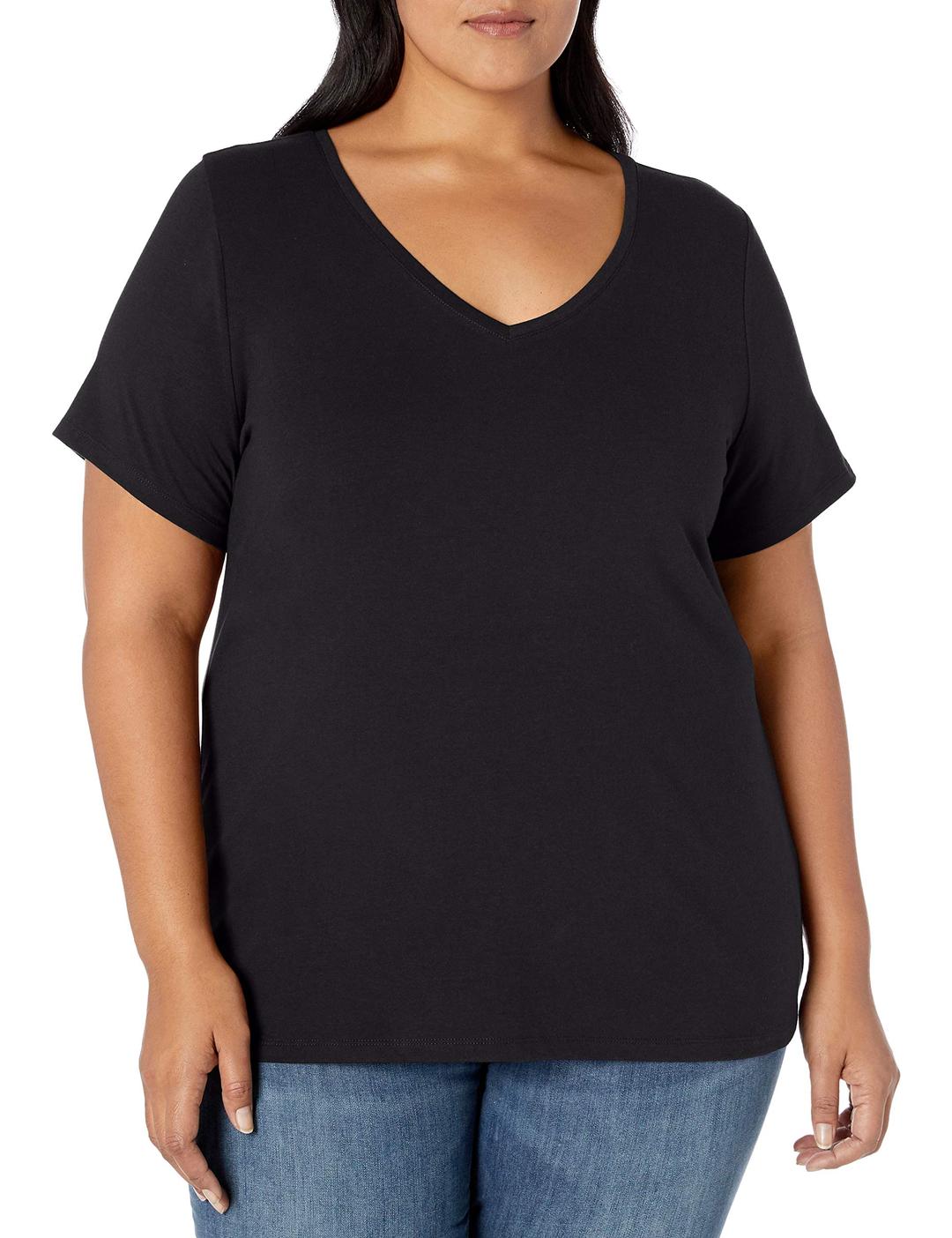 Amazon Essentials Women's Short-Sleeve V-Neck T-Shirt (Available in Plus Size), Multipacks