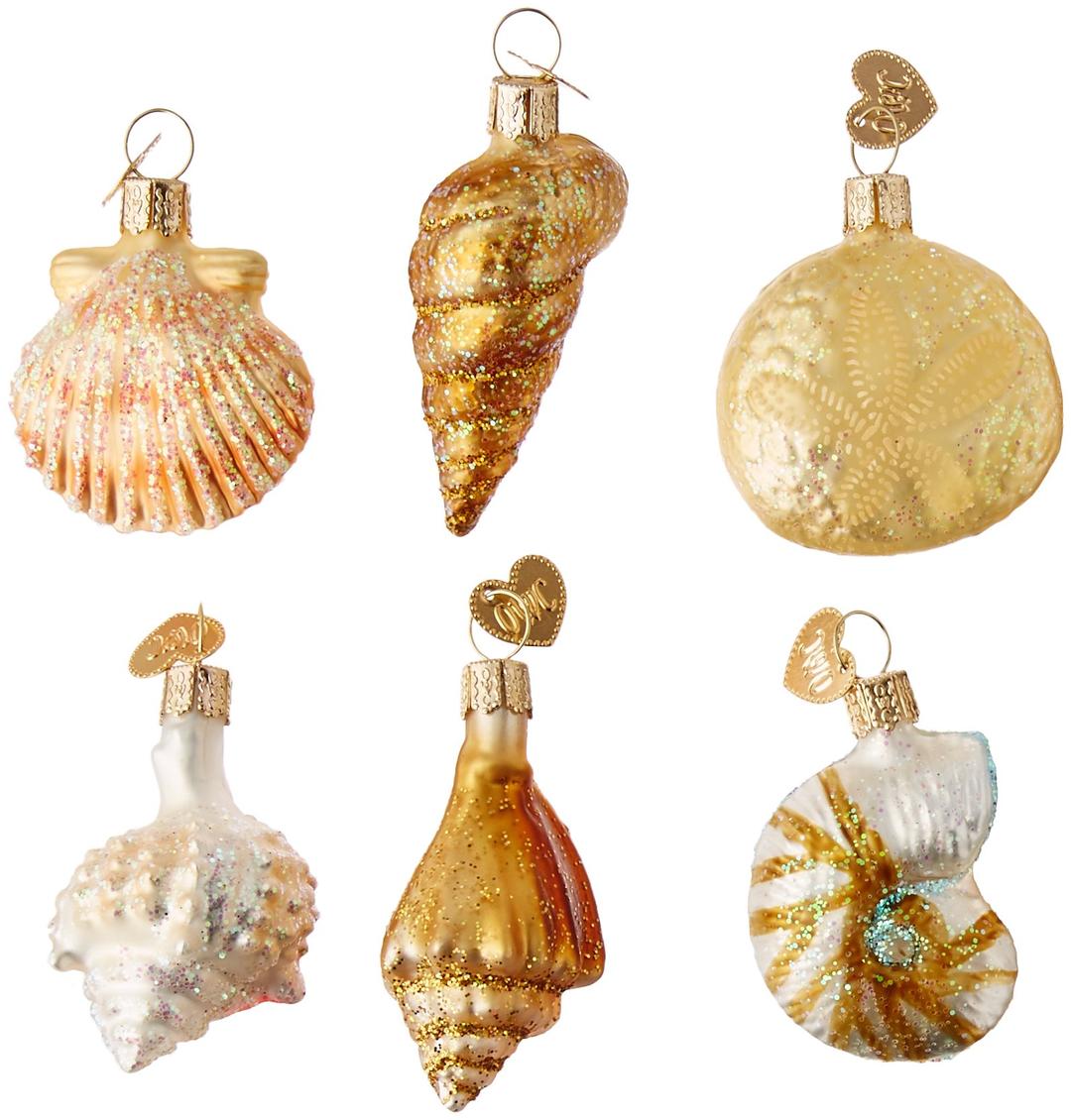 Old World Christmas Mini Ornamen Glass Blown Ornaments for Christmas Tree Assorted Sea Shell Set