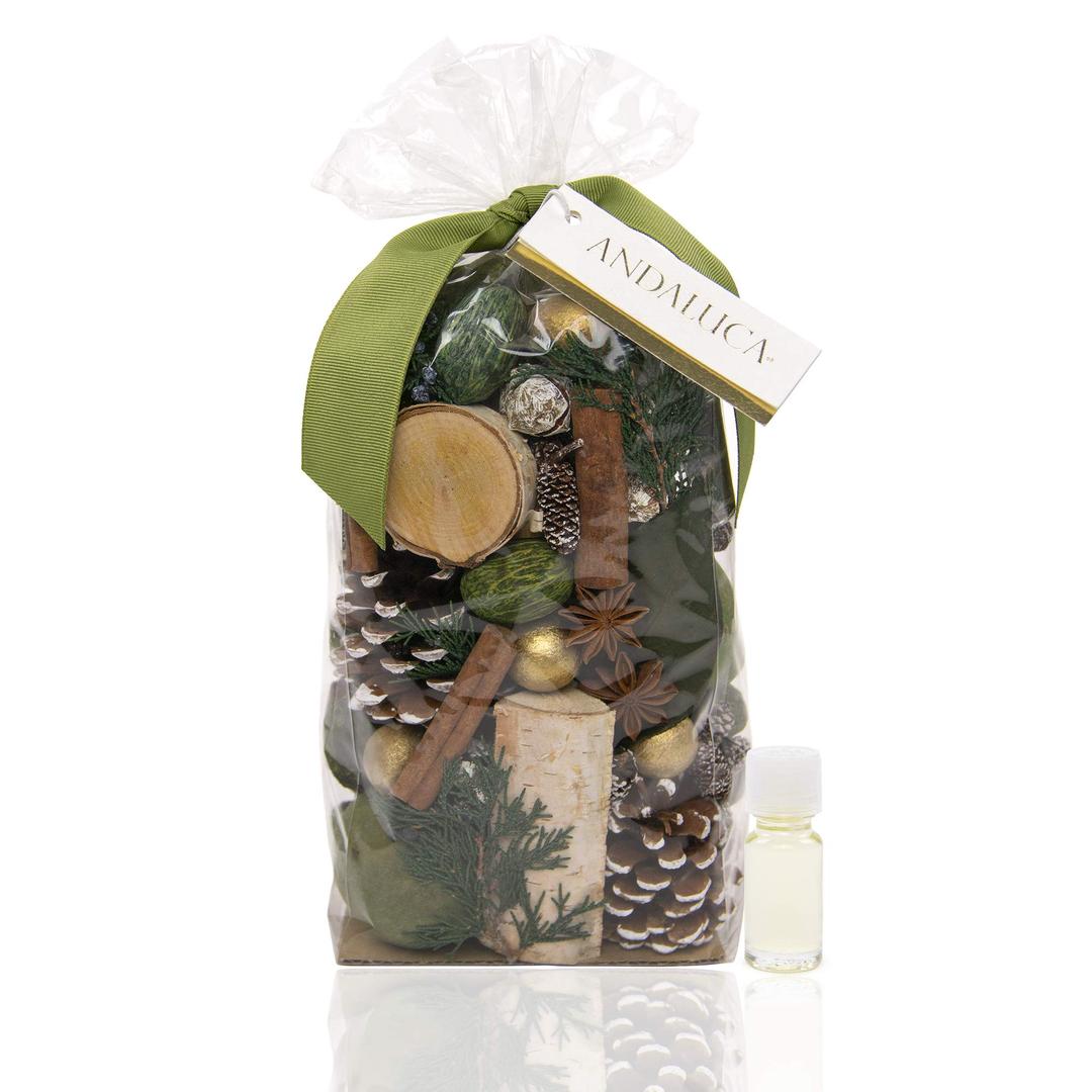 ANDALUCA Evergreen Pine Scented Potpourri | Made in California | 20 oz Bag + Fragrance Vial