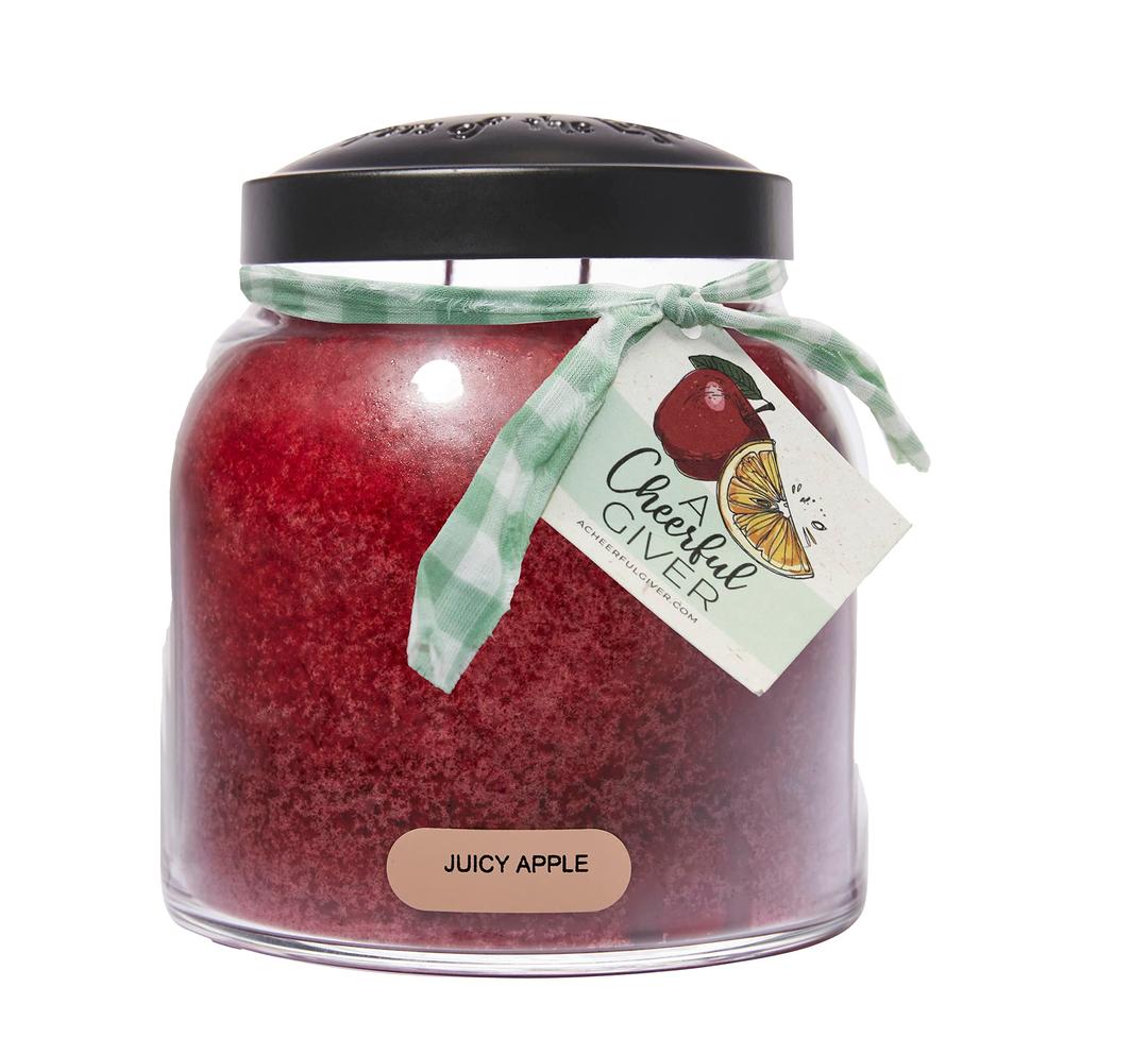 A Cheerful GiverJuicy Apple - 34oz Papa Scented Candle Jar with Lid - Keepers of the Light - 155 Hours of Burn Time, Gift for Women, Red