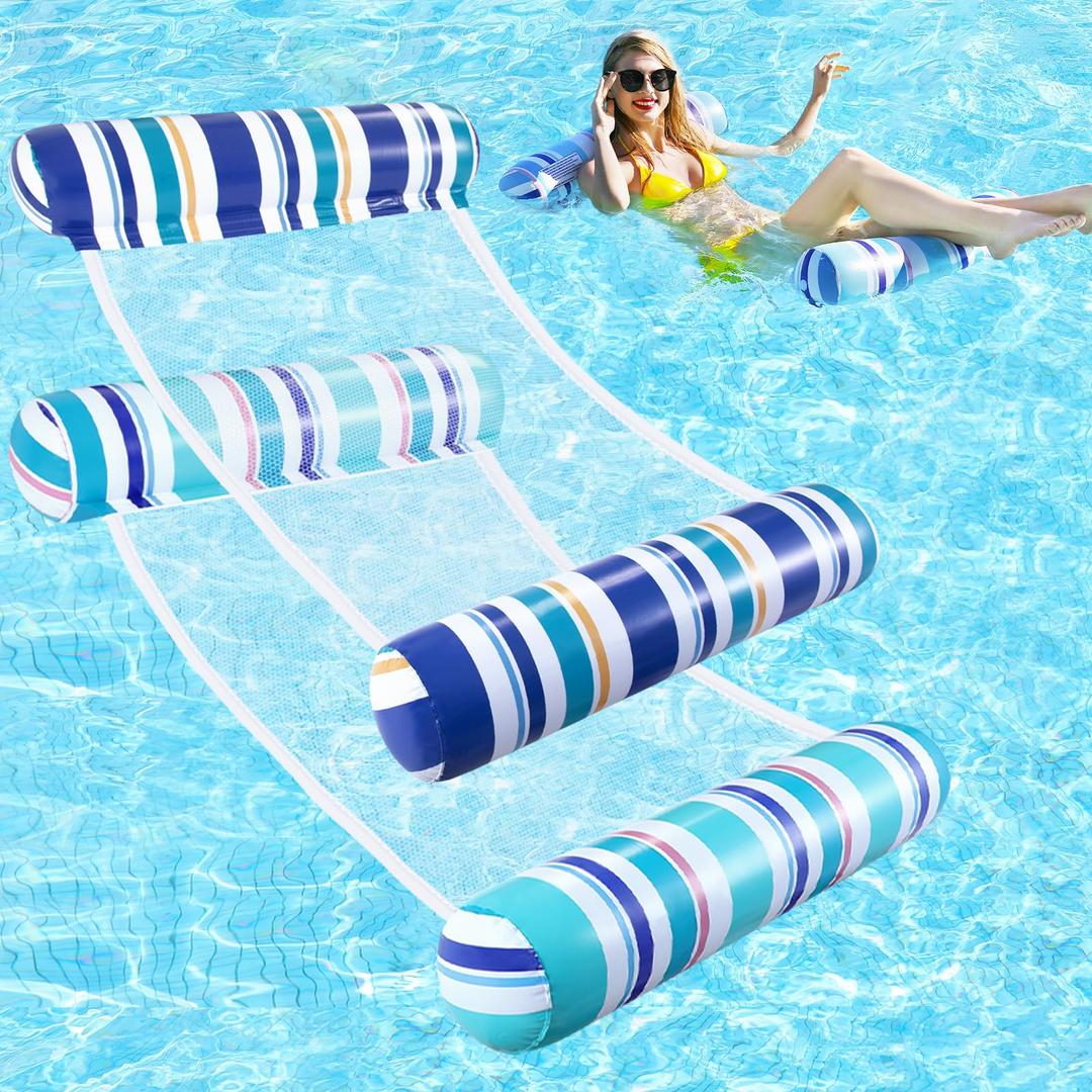 Pool Floats Adult - 2 Pack Inflatable Pool Floats Hammock, Multi-Purpose 4-in-1Pool Floats for Adults, Swimming Pool Water Hammock Lounge