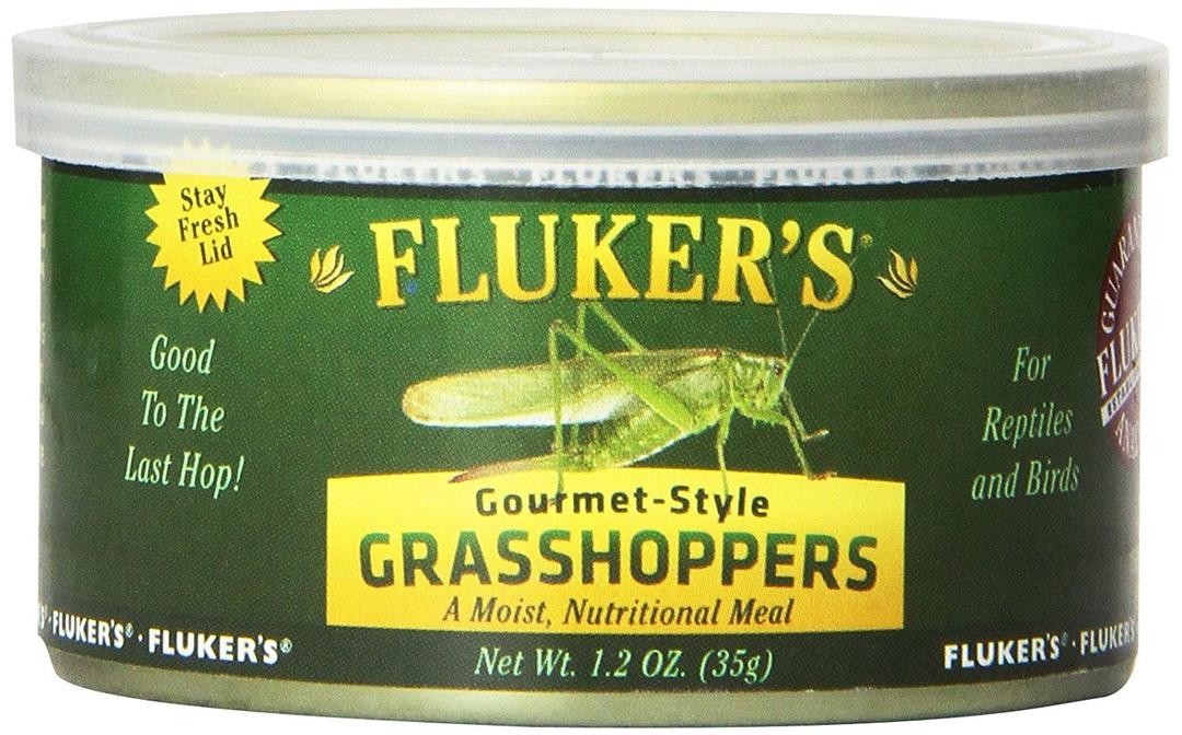 Fluker's Gourmet Canned Food for Reptiles, Fish, Birds and Small Animals, Grass Hoppers 1.2 oz