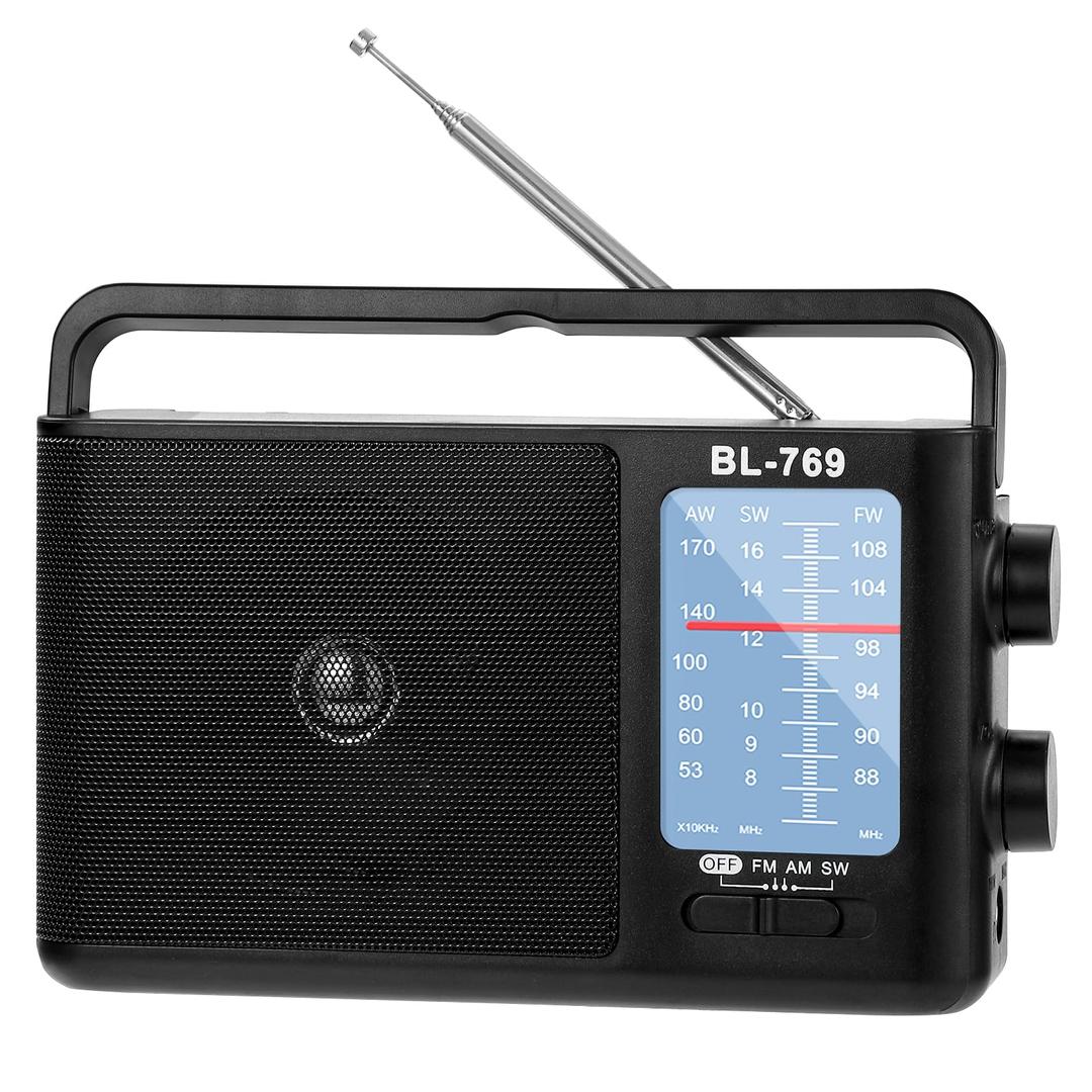 Portable AM FM SW Radio Analog with Loud Speaker, Battery or AC Powered for Best Reception, Ideal for Home or Outdoor Use, Easy-to-Use Large Dial, Earphone Jack, for Seniors