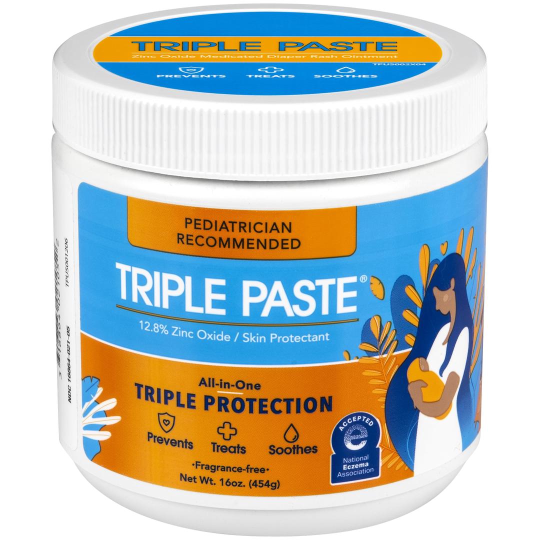 Triple PasteDiaper Rash Cream for Baby - 16 Oz Tub - Zinc Oxide Ointment Treats, Soothes and Prevents Diaper Rash - Pediatrician-Recommended Hypoallergenic Formula with Soothing Botanicals