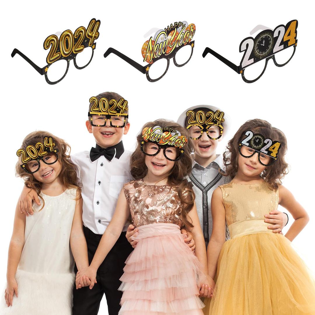 BESTOYARD 2024 Happy New Year Eyeglasses Fancy New Year Party Glasses Celebration Party Favor for 2024 New Years