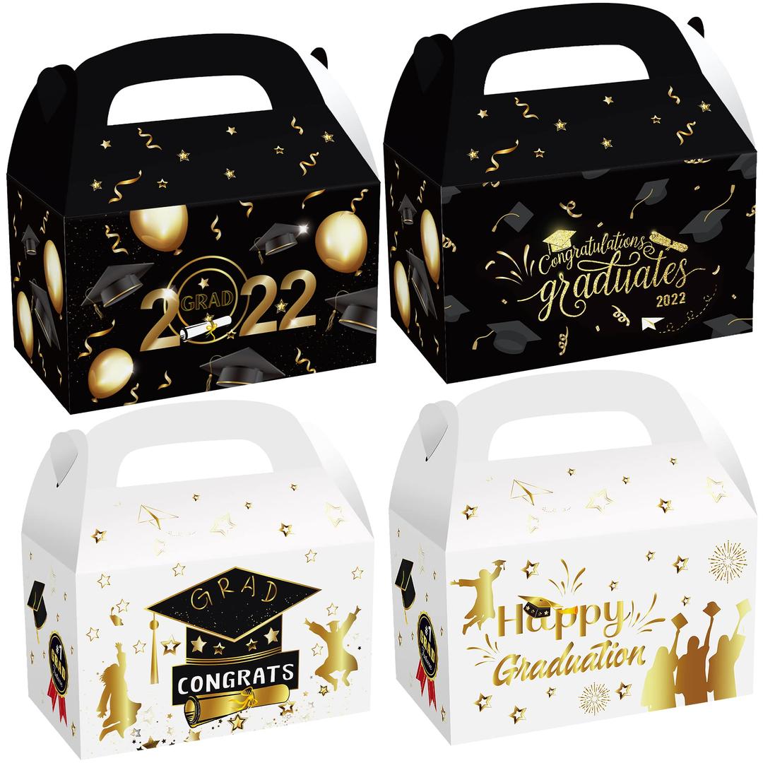 Happy Graduation Gift Boxes 2022 - Pack of 12 | Graduation Card Box 2022 | Graduation Party Decorations 2022 Black and Gold | Graduation Treat Boxes, Graduation Party Favors | Graduation Centerpieces