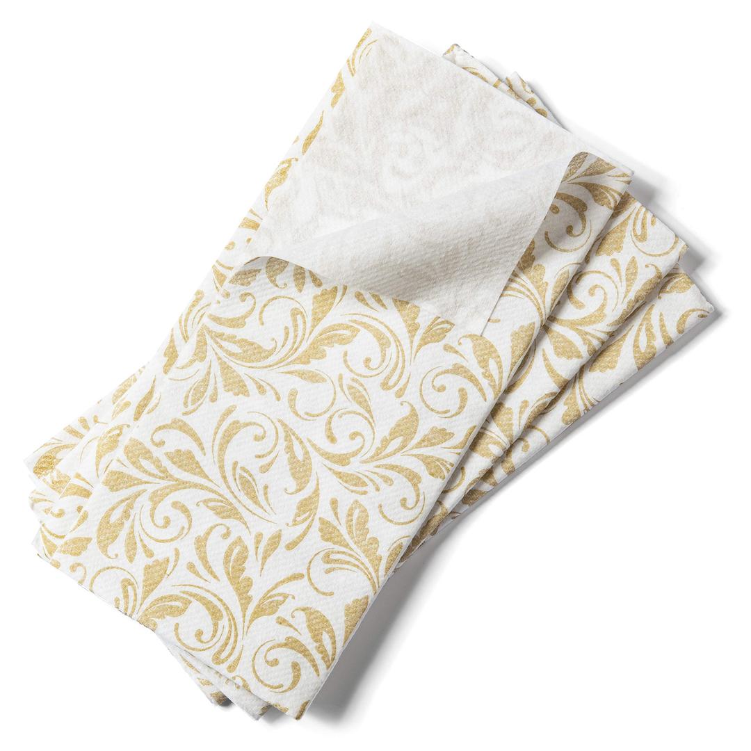 AH AMERICAN HOMESTEAD Paper Napkins - Disposable Linen-Like Dinner/Wedding Napkins 50 Count- Entertaining Party Essentials -Restaurant Quality Colored Table Napkins 15.75"x15.75" (Gold Swirling Leaf)