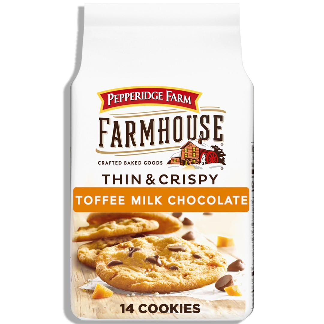 Pepperidge FarmFarmhouse Thin & Crispy Toffee Milk Chocolate Cookies, 6.9 Ounce Bag