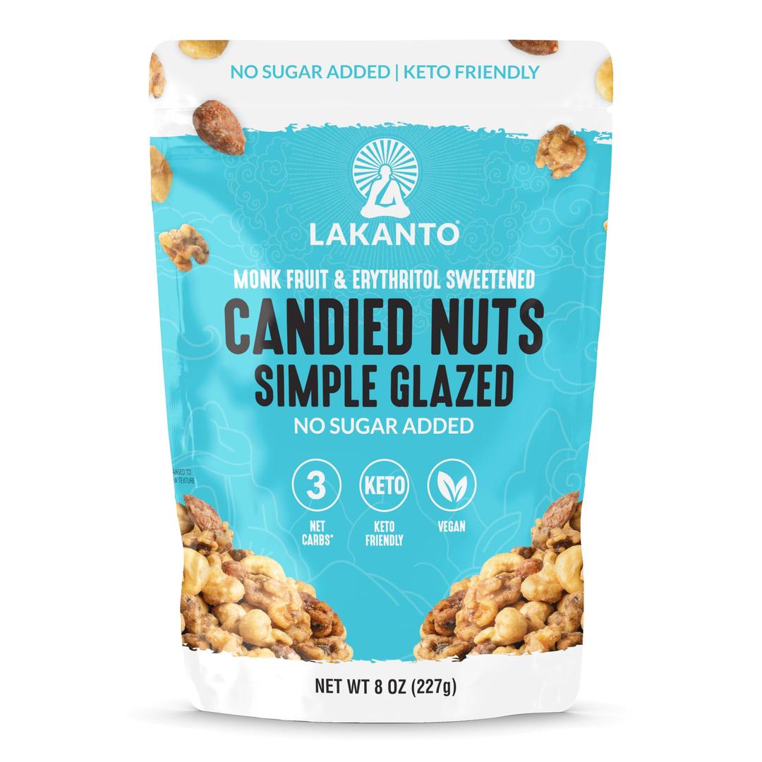 Lakanto Candied Nuts Simple Glazed - No Sugar Added, Sweetened with Monk Fruit, 3 Net Carbs, Keto Diet Friendly, Vegan, On the Go Snack Anytime (Simple Glazed)