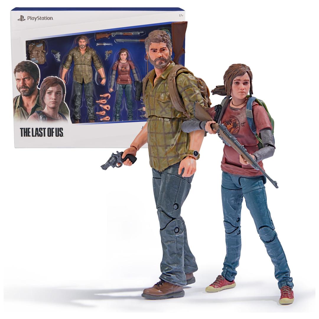 PlayStation The Last of US, 2-Pack 6” Joel & Ellie Action Figures with 19 Accessories, The Shapes Collection, for PS5 Fans & Collectors Ages 17+