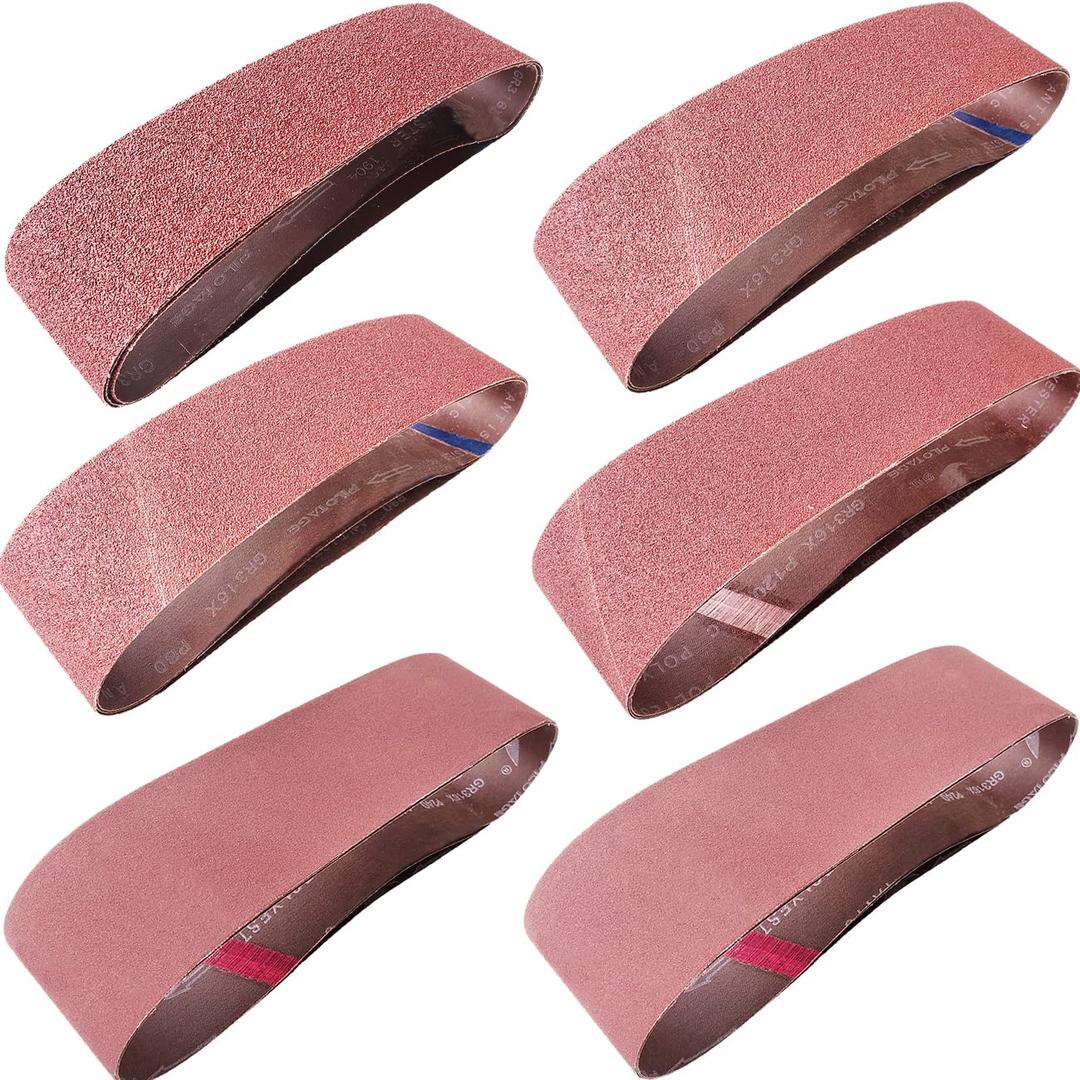 12 PCS 4 x 36 inch Aluminum Oxide Sanding Belt Kit - 2 Each of 60 80 120 150 240 400 Grits-Premium Sandpaper Sander Belt for Portable Belt