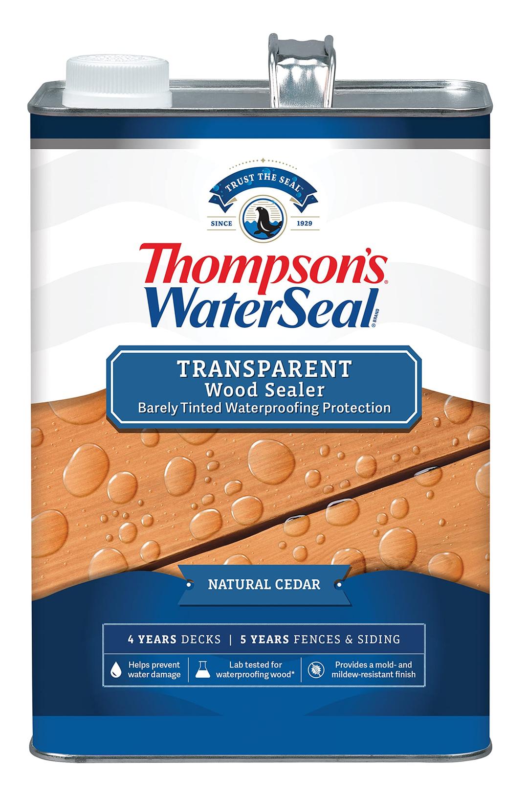 Thompson’s WaterSeal Transparent Waterproofing Wood Stain and Sealer, Natural Cedar, 1 Gallon