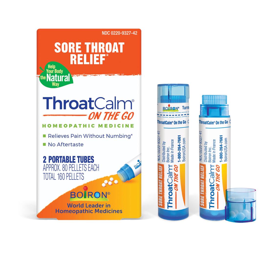 BoironThroatCalm On The Go for Pain Relief from Red, Dry, Scratchy, Sore Throats and Hoarseness - 2 Count (160 Pellets)