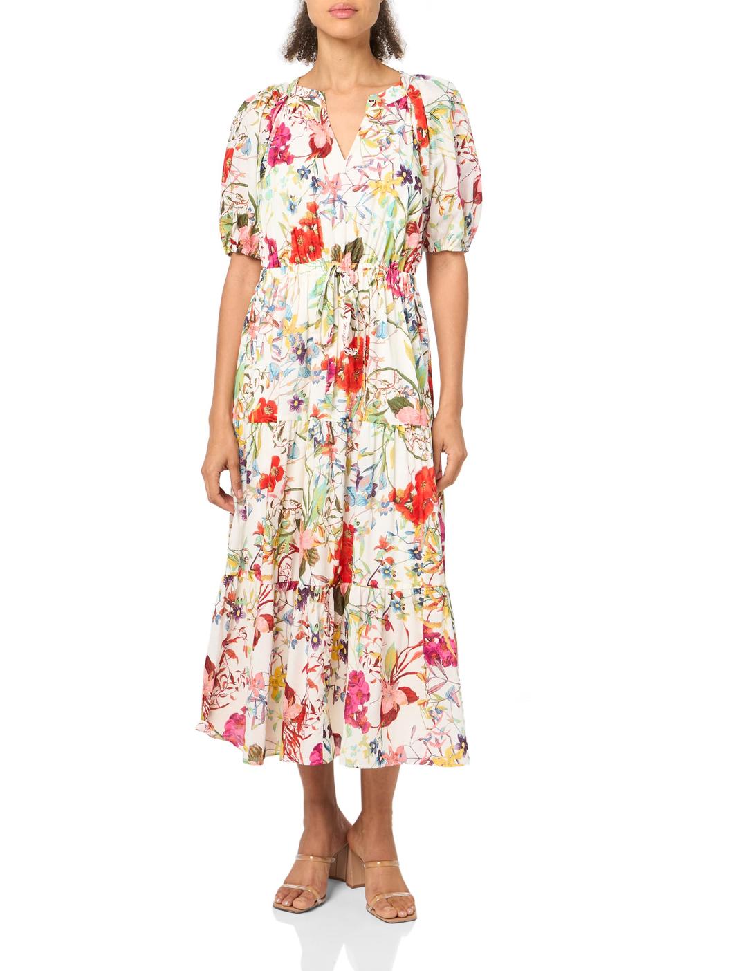 Anne KleinWomen's Tiered Puff Sleeve Midi Dress