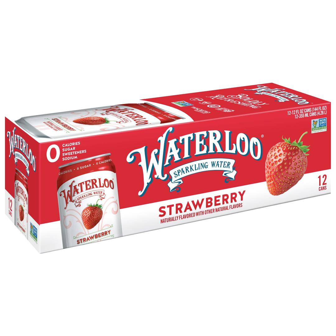 Waterloo Sparkling Water, Strawberry Naturally Flavored, 12 Fl Oz Cans, Pack of 12 | Zero Calories | Zero Sugar or Artificial Sweeteners | Zero Sodium