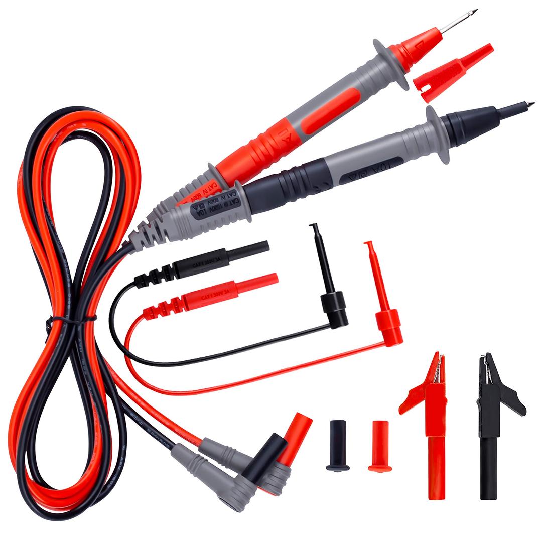 KAIWEETSSoft Silicone Electrician Test Leads Kit CAT III 1000V & CAT IV 600V with Alligator Clips and Needle Probe for Fluke/AstroAI/INNOVA Multimeter Electronic Clamp Meter 9PCS