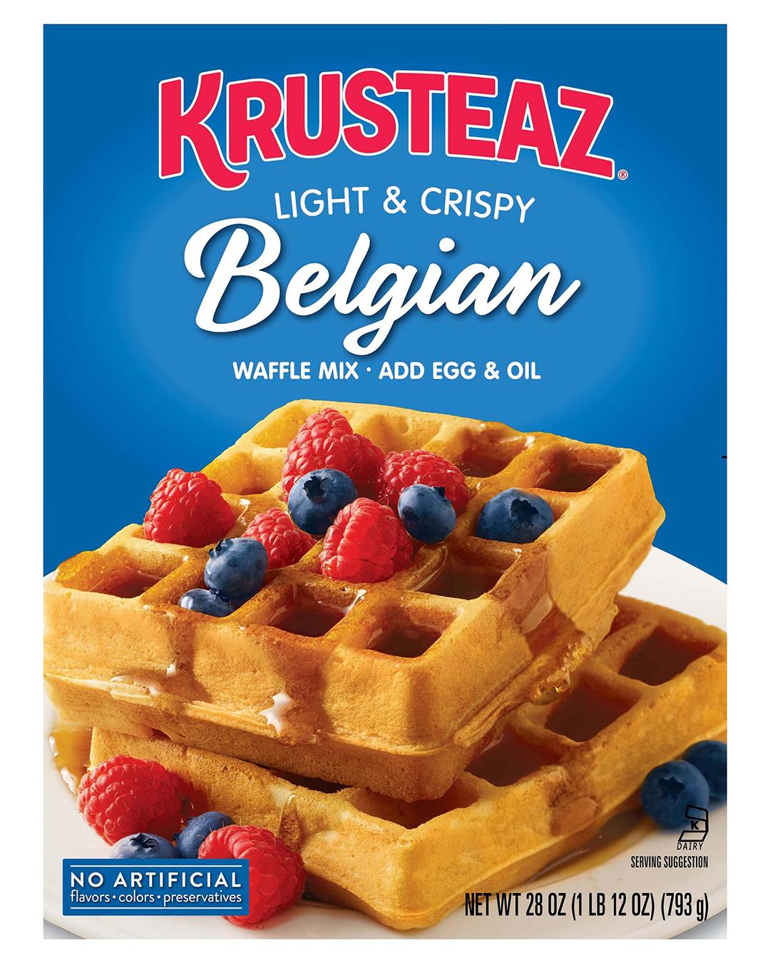 Krusteaz Light & Crispy Belgian Waffle Mix No Artificial Flavors, Colors, or Preservatives 28 Ounce (Pack of 3)