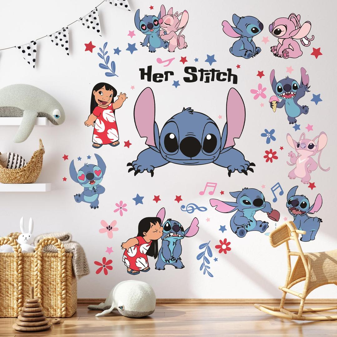 Wall Stickers for Kids, Cartoon Character Stickers for Children Room, 59 PCS PVC DIY Removable Stickers for Baby Kids Nursery Girls Bedroom Living Room Playroom Wall Decoration