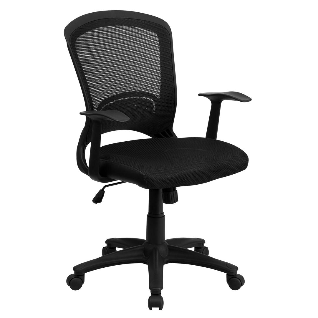 Flash Furniture Manny Mid-Back Designer Black Mesh Swivel Task Office Chair with Arms