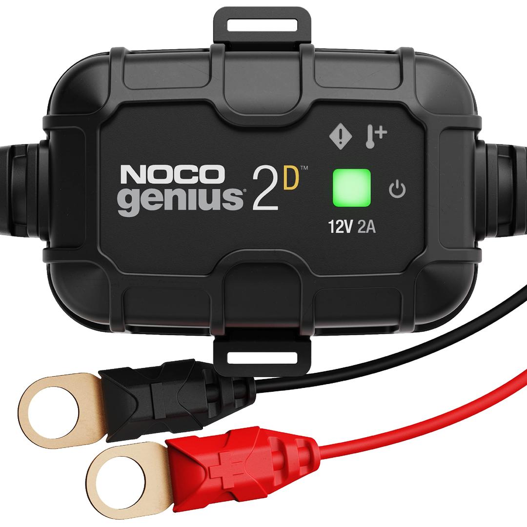 NOCOGENIUS2D, 2A Direct-Mount Onboard Car Battery Charger, 12V Automotive Charger, Battery Maintainer, Trickle Charger, Float Charger and Desulfator for Marine, ATV, Truck and Deep Cycle Batteries