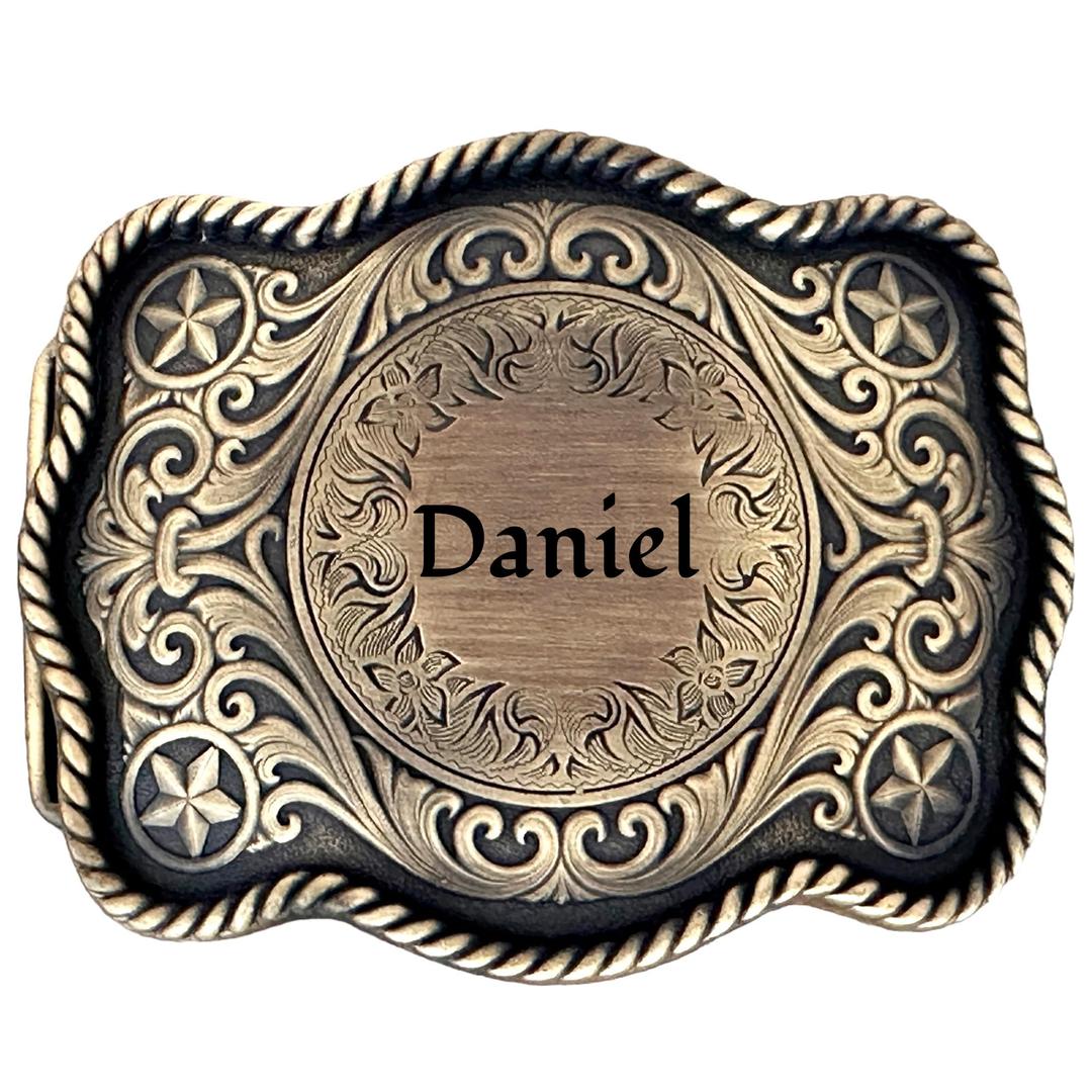 WINTERFELL Personalized Western Belt Buckles Men, Cowboy Rodeo Floral Belt Buckle for Removable 1.5" Leather Snap Belt Strap