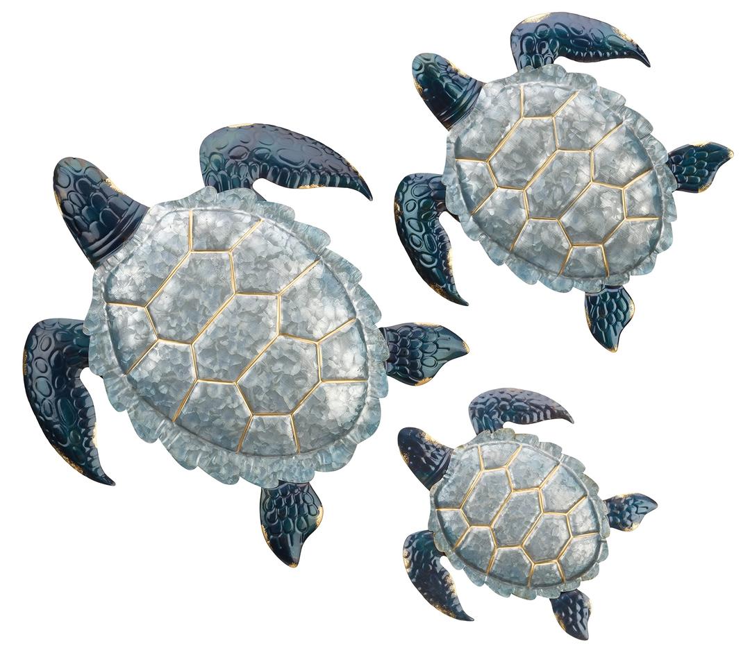 Regal Art & Gift 12668 Sea Turtle Wall Decor Set/3 Garden Décor, Galvanize Blue